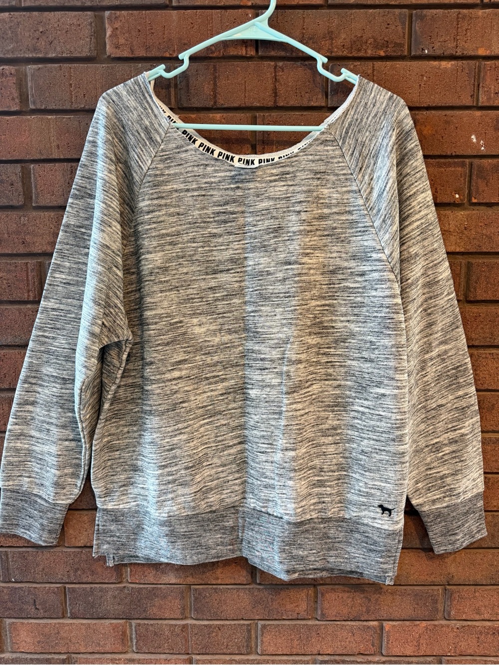 PINK Victoria's Secret Gray Marled Raglan Sweatshirt small nwot